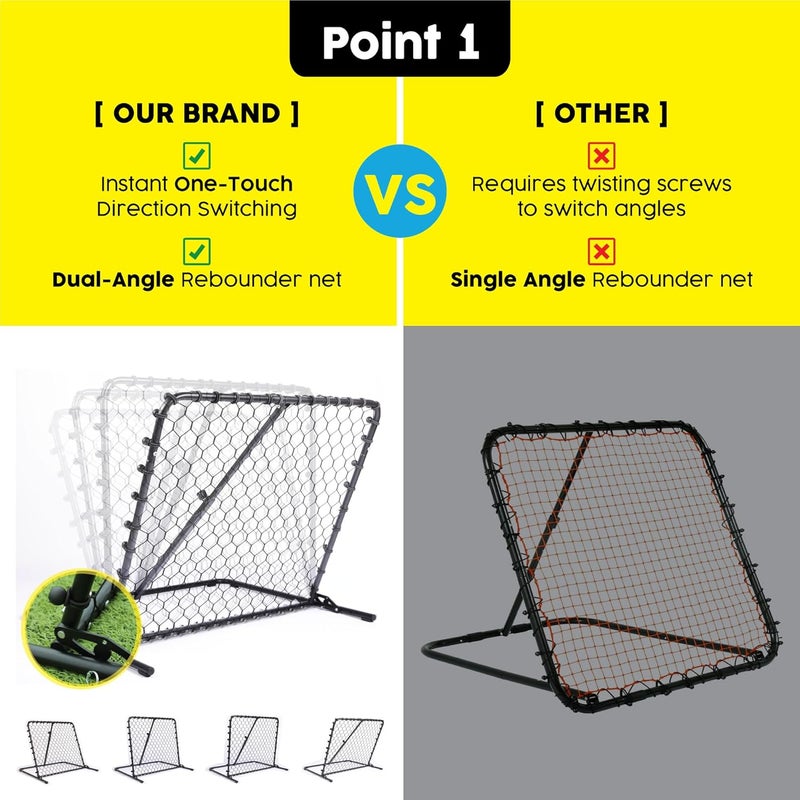Letusto Advanced Soccer Rebounder Bounce Back Net with 16 Angle Adjustments - Durable and Versatile Sports Netting Board for Training and Matches - Image 2